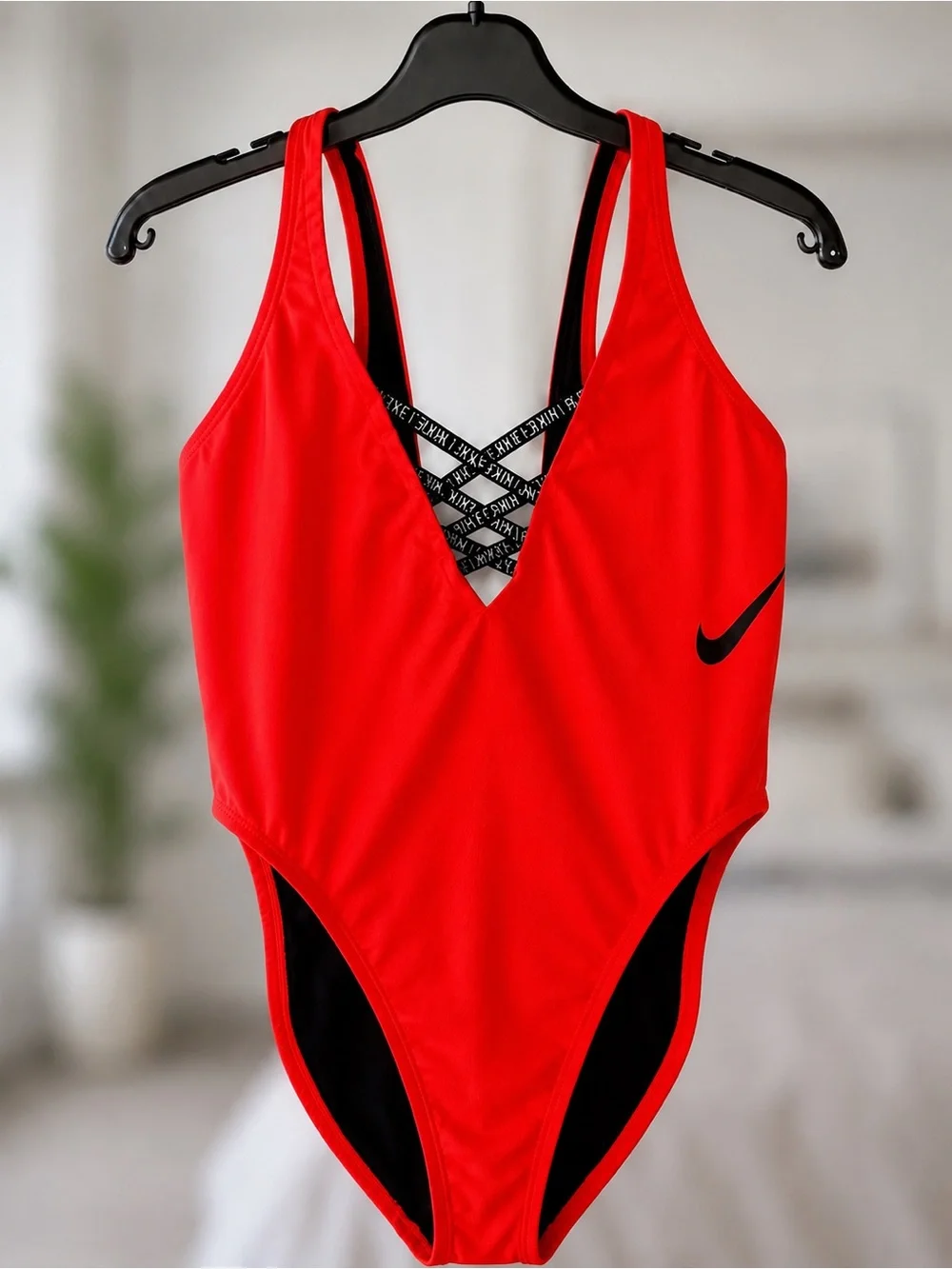 Nike Red One-Piece Swimsuit with Black Accents